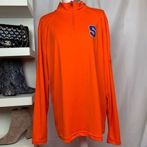Orange team logo quarter zip pullover jacket
